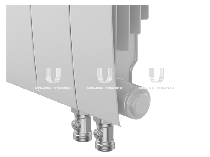 *Биметаллический радиатор Royal Thermo BiLiner 350 Bianco Traffico (белый) VDR - 10 секций, нижнее правое подключение 