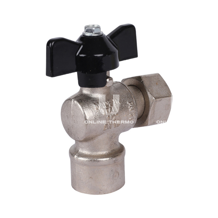 Кран шаровый угловой с накидной гайкой Stout SVB-1010-000015 1/2"x1/2" ВР-НГ, ручка-бабочка 