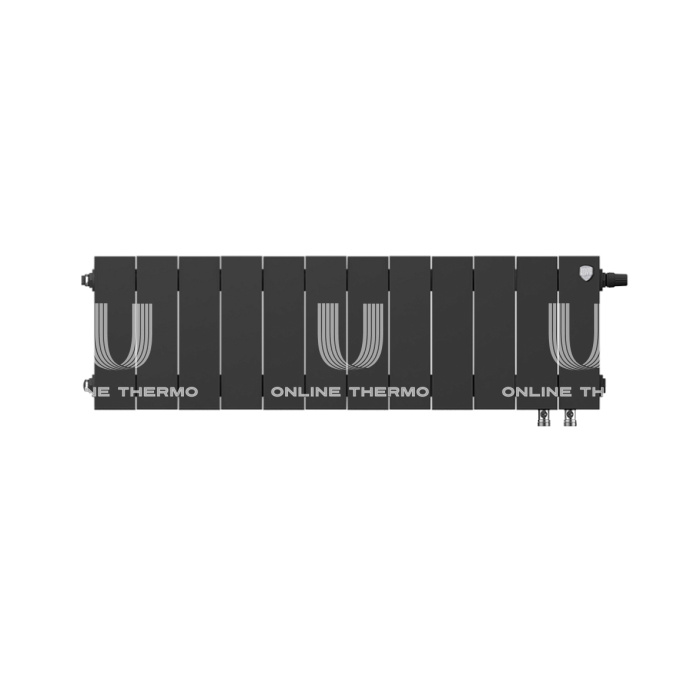 Биметаллический дизайн радиатор Royal Thermo PianoForte VD 200 Noir Sable (черный) VDR80 - 12 секций, нижнее правое подключение, 80мм 