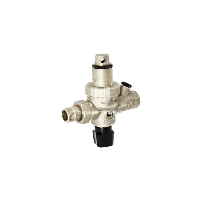Автоматический подпиточный клапан Uni-fitt 290B2000 ВР-НР 1/2", поршневой, с манометром, никелированный 