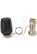 Термостатическая головка (термостат) Varmega VM11801, серия VM118, M30x1.5, выносной проточный датчик, 3/4" EK, черная 