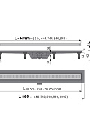 *Душевой лоток (водоотводящий желоб) AlcaPlast APZ9-650 Simple, горизонтальный сток - 650 мм 