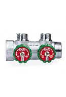 *Регулирующий проходной коллектор FAR FK 3821 134TP, 1" ВР-НР, на 2 контура  3/4" НР, модульный, плоское соединение 