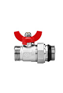 Комплект прямых шаровых кранов Varmega VM15951, 1"x1" НР-НР, с разъемным соединением, ручка-бабочка, для коллекторных групп 