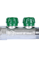 Регулирующий проходной коллектор Stout SMB-6850-011202, ВР-НР 1", на 2 контура 1/2", модульный, хромированный 