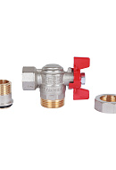Кран шаровый угловой с разъемным соединением Rommer RBV-0006-0610215, 1/2" ВР-НР, стандартный, ручка-бабочка 