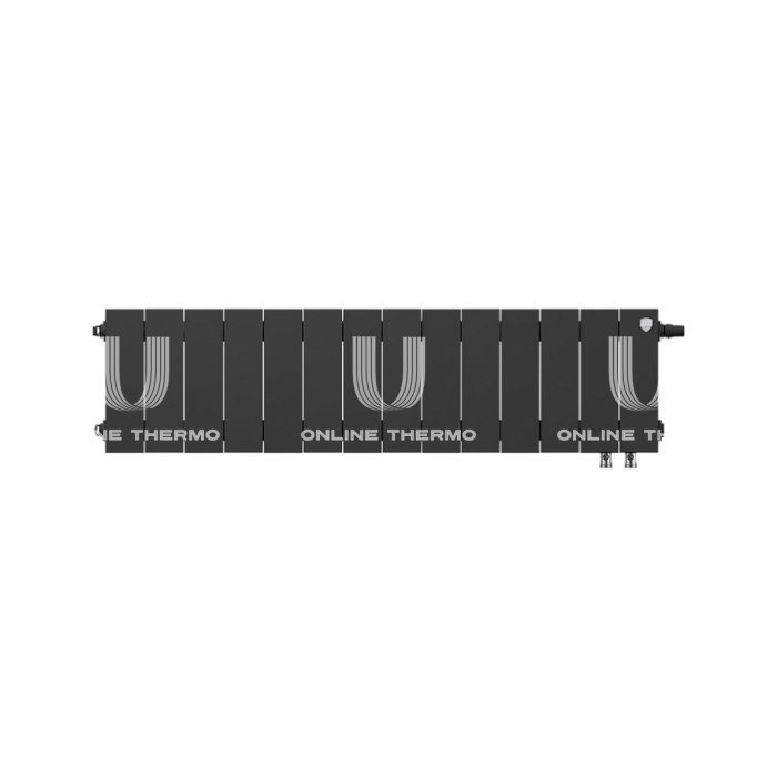 Биметаллический дизайн радиатор Royal Thermo PianoForte VD 200 Noir Sable (черный) VDR80 - 14 секций, нижнее правое подключение, 80мм 