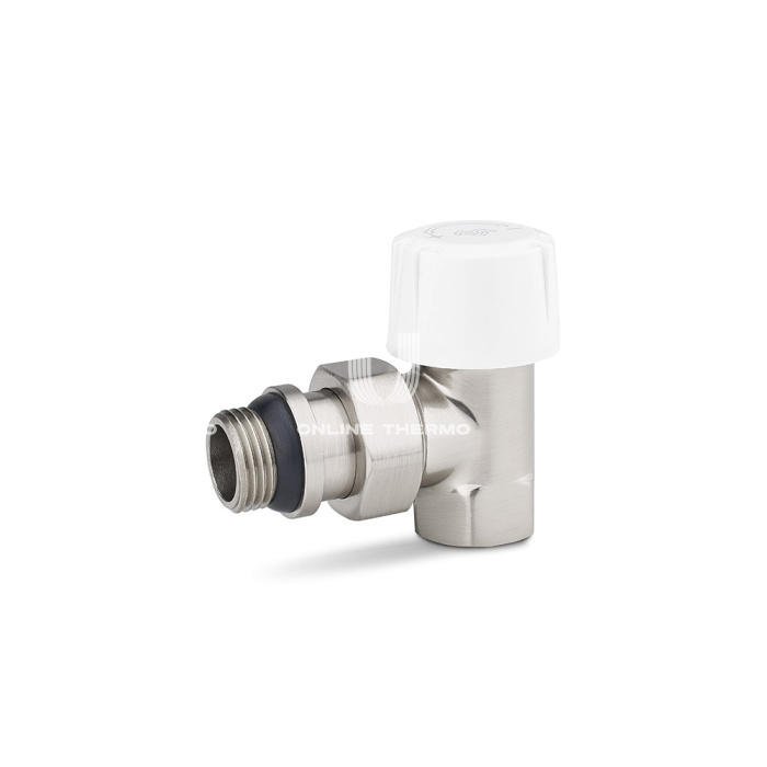 Термостатический клапан (терморегулятор) Varmega VMDV05-510404, 1/2" ВР-НР, угловой, матовый никель 