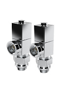 Комплект радиаторных клапанов (вентилей) ручной регулировки Royal Thermo Cube RTE 56.003 1/2" ВР-НР, осевой (угловой горизонтальный), комплект из 2 шт. 