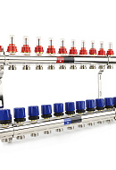 Коллекторная группа с расходомерами Varmega VM15411 ВР 1", на 11 контуров 3/4" EK, латунь 
