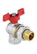Кран шаровый угловой Aquasfera Euro1011-02, ВР-НР 3/4", полнопроходной, ручка-бабочка 