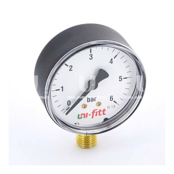 Манометр радиальный Uni-fitt 301P2042, диаметр 80 мм, 6 бар, 1/2" 