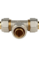 Тройник равнопроходной Stout SFS-0009-000032, 32 мм, никелированный, компрессионный 