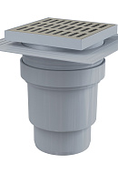 *Сливной трап Alcaplast APV13, 150×150/110 мм, прямой сток, решетка нержавеющая сталь, мокрый гидрозатвор, воротник с двухровневой изоляцией 
