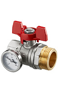 Кран шаровый Oventrop  Multidis SH/SF 1406483, 3/4"х1" ВР-НР, с термометром, ручка-бабочка, для коллекторов 