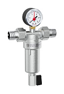 Фильтр сетчатый промывной Varmega VMSF05-C25052 3/4", PN25, для ХВС и ГВС, с разъемными соединениями, хромированный (c манометром) 