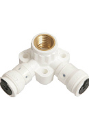Тройник настенный (водорозетка) Henco Vision 3SK-160416BP, 16x1/2", высота 40 мм, с черной заглушкой, пуш-фитинг 