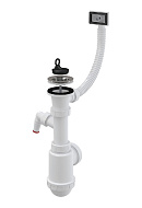 Сифон для мойки Alcaplast A444P-DN50/40, стандартный, пластиковый, с нержавеющей решеткой Ø70, гофропереливом и подводкой 