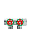 Коллектор регулирующий Varmega VM14622, 1", на 2 выхода 1/2", хромированный 