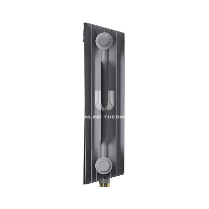Биметаллический дизайн радиатор Royal Thermo PianoForte VD 300 Silver Satin (серый) VDR80 - 14 секций, нижнее правое подключение, 80мм 
