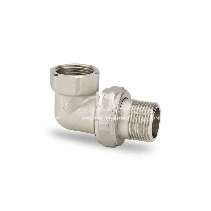 Угловое разъемное соединение Varmega ВР-НР 1 1/4", VMTF52-N000707, с уплотнением o-ring, никелированное 