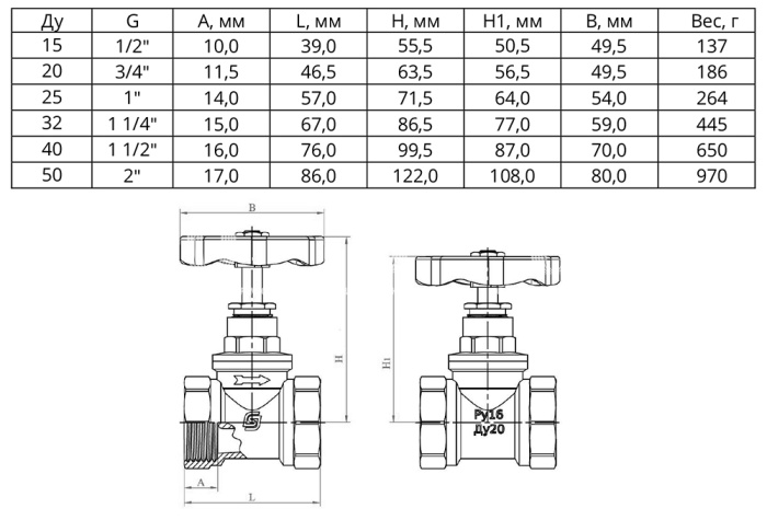 Латунная задвижка клиновая SantechSystems ВР 3/4" 