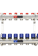 Коллекторная группа для отопления Varmega VM15808 ВР 1", на 8 контуров 3/4" EK, латунь 