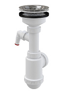 *Сифон для мойки Alcaplast A446P-DN50/40, стандартный, пластиковый, с нержавеющей peшeткой Ø115 и подводкой 