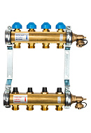 Распределительный коллектор (группа) для отопления Watts HKV-4 10004176 ВР 1", на 4 контура 3/4" ЕК, латунь, с концевыми группами 