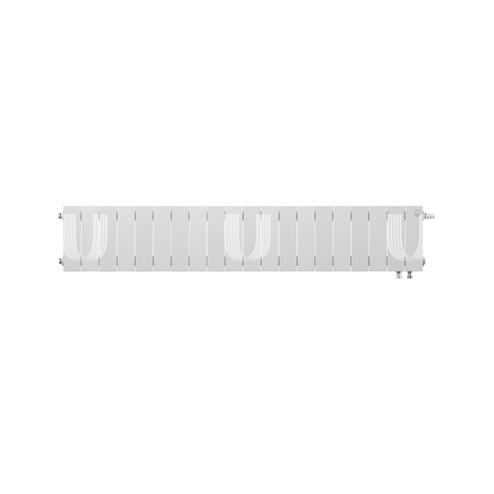 Биметаллический дизайн радиатор Royal Thermo PianoForte VD 200 Bianco Traffico (белый) VDR80 - 20 секций, нижнее правое подключение, 80мм 