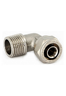 Угольник (угол) 90° с наружной резьбой Uni-fitt 665N6200, 16х1/2", никелированный, компрессионный 