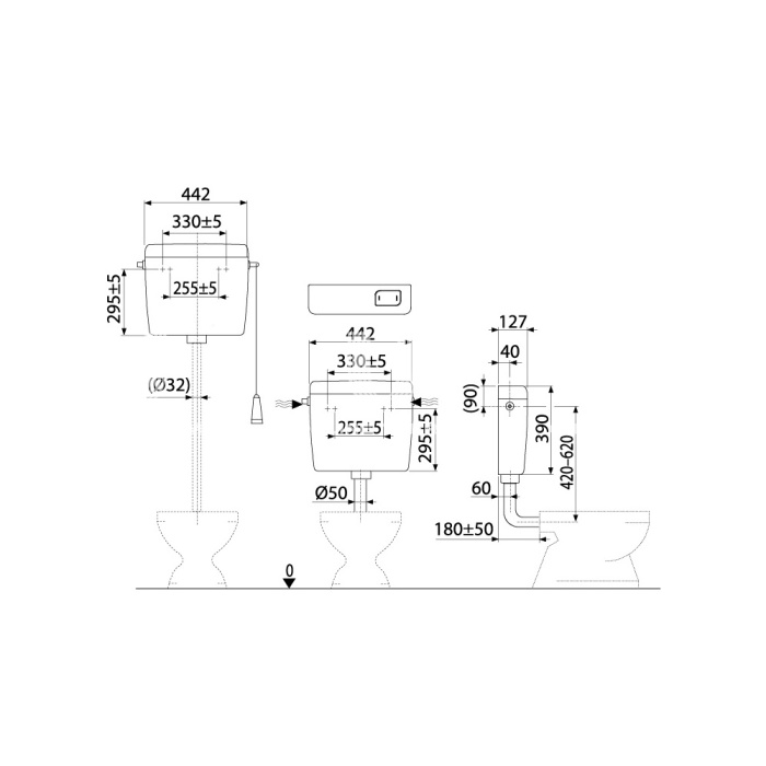 Бачок для унитаза AlcaPlast A94-1/2", универсальный ALCA UNI Старт/Стоп 