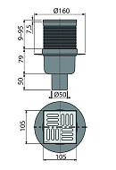 *Сливной трап Alcaplast APV2, 105×105/50 мм, прямой сток, решетка нержавеющая сталь, мокрый гидрозатвор 