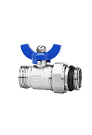 Комплект прямых шаровых кранов Varmega VM15951, 1"x1" НР-НР, с разъемным соединением, ручка-бабочка, для коллекторных групп 