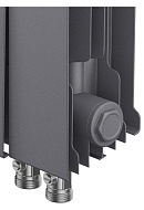 Биметаллический дизайн радиатор Royal Thermo PianoForte 500 Silver Satin (серый) VDR80 - 4 секции, нижнее правое подключение, 80 мм 