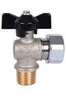 Кран шаровый угловой с накидной гайкой Stout SVB-0010-001520 1/2"x3/4" НР-НГ, ручка-бабочка 