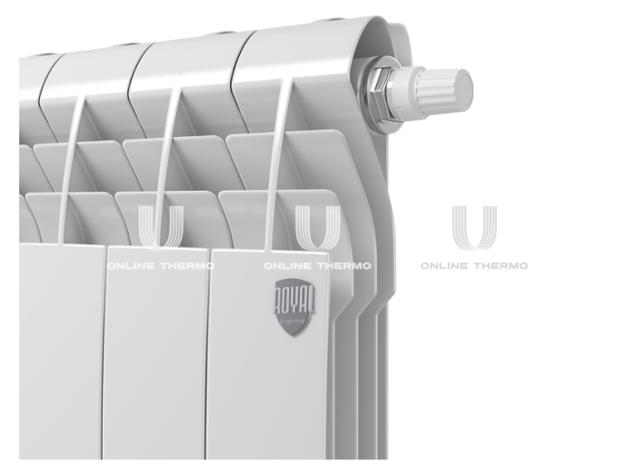 *Биметаллический радиатор Royal Thermo BiLiner 350 Bianco Traffico (белый) VDR - 10 секций, нижнее правое подключение 