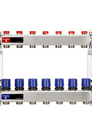 Распределительный коллектор (группа) для отопления Varmega VM15507 ВР 1", на 7 контуров 3/4" EK, нержавеющая сталь 