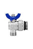 Комплект угловых шаровых кранов Varmega VM15956, 1"x3/4" НР-НР, с разъемным соединением, ручка-бабочка, для коллекторных групп 