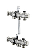 Распределительный коллектор (группа) для отопления Oventrop Multidis SH3 1407153, ВР 1", на 3 контура, 3/4" ЕК, нержавеющая сталь, нерегулирующий 