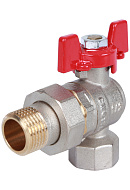 Кран шаровый угловой с разъемным соединением Rommer RBV-0006-0610215, 1/2" ВР-НР, стандартный, ручка-бабочка 