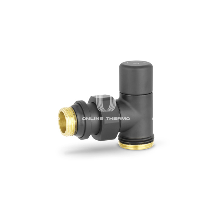 Радиаторный клапан ручной регулировки Varmega VMDV01-210415, 1/2"×3/4"ЕК НР, угловой, черный 