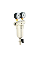 Промывной фильтр Uni-fitt 216N2030, 1/2" ВР-ВР, с 2 манометрами, со сливным шаровым краном 