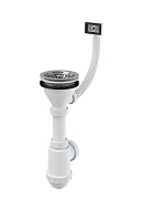 Сифон для мойки Alcaplast A447-DN50/40, стандартный, пластиковый, с нержавеющей peшeткой Ø115 и гофропереливом 