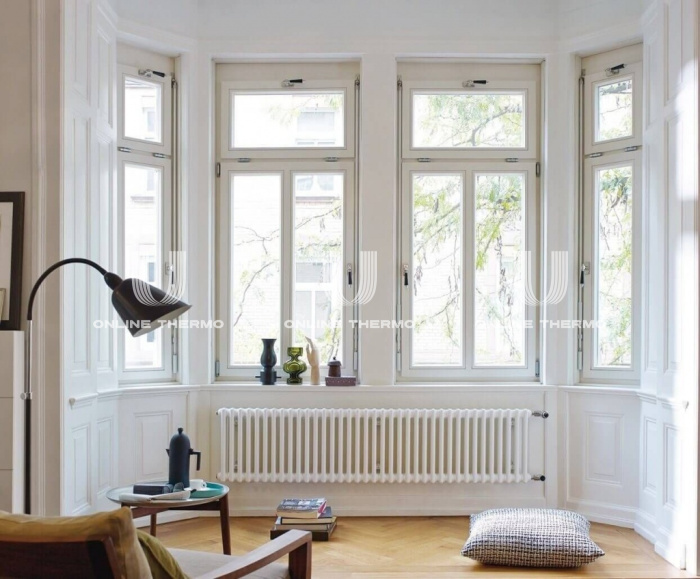 Стальной трубчатый радиатор Zehnder Charleston 3037/08 №1270 RAL 9016 3/4", боковой, белый, без крепления 
